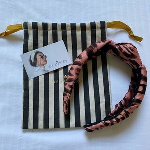 New Lele Sadoughi silk leopard print knot headband